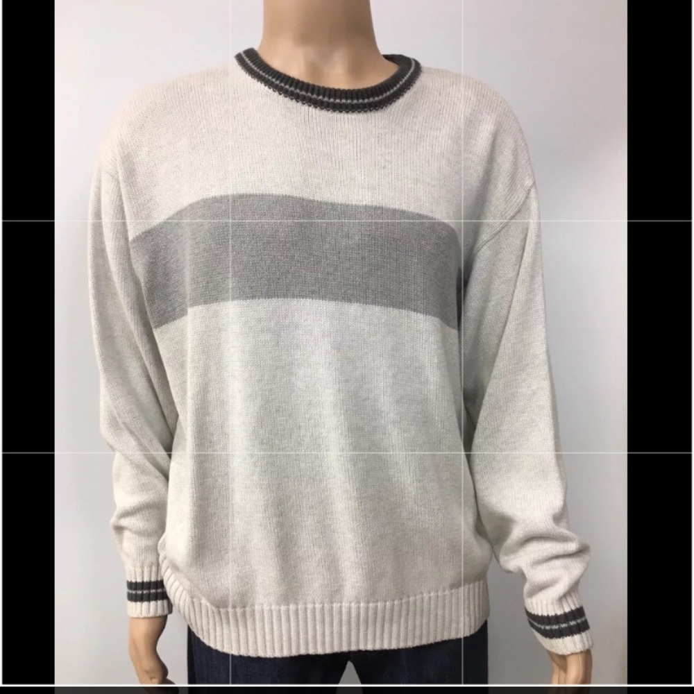 Trader Bay men's Sweater long sleeve Gray Striped